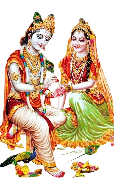 Radha and Krishna — Holi festival painting